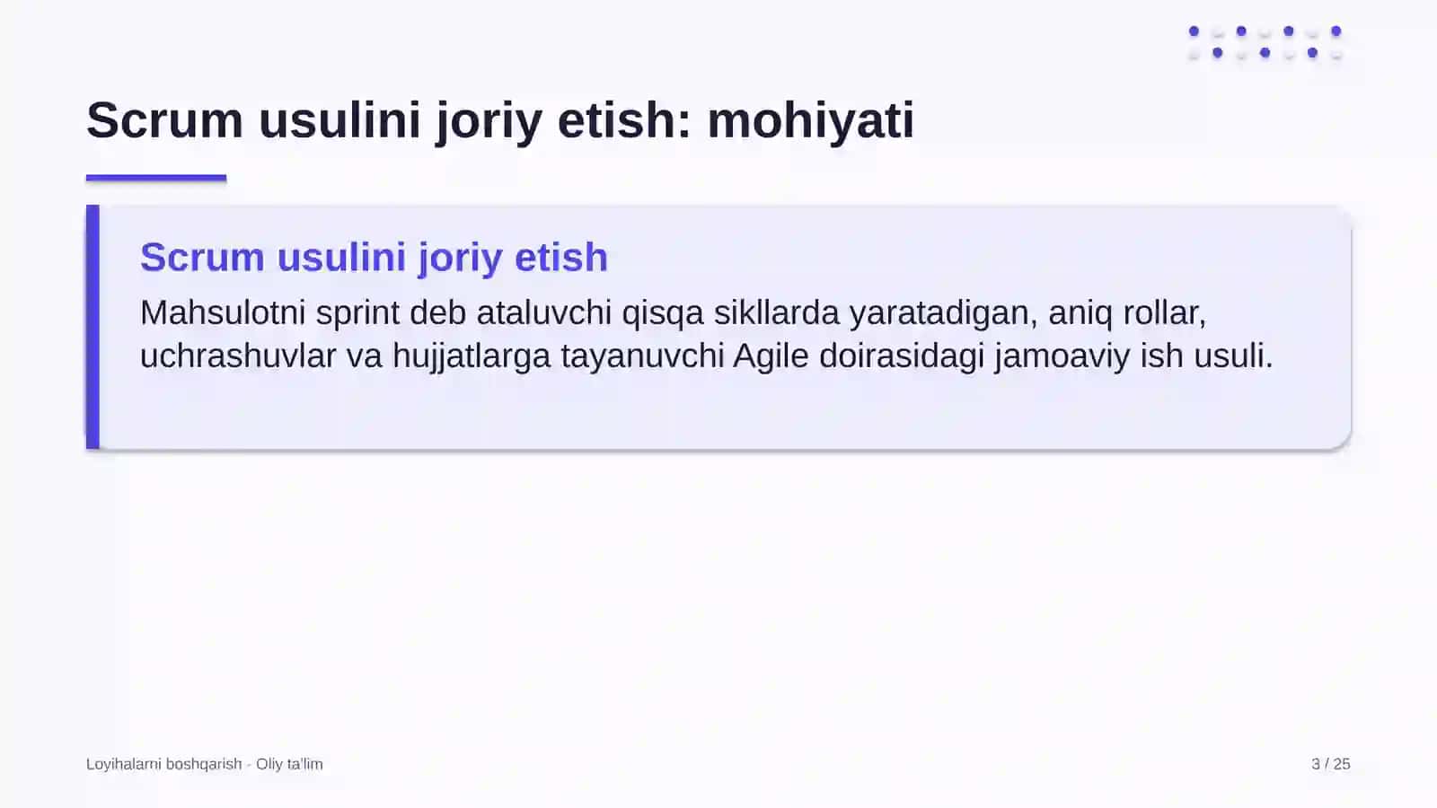 Venchur fondlarida Scrum usulini joriy etish 3