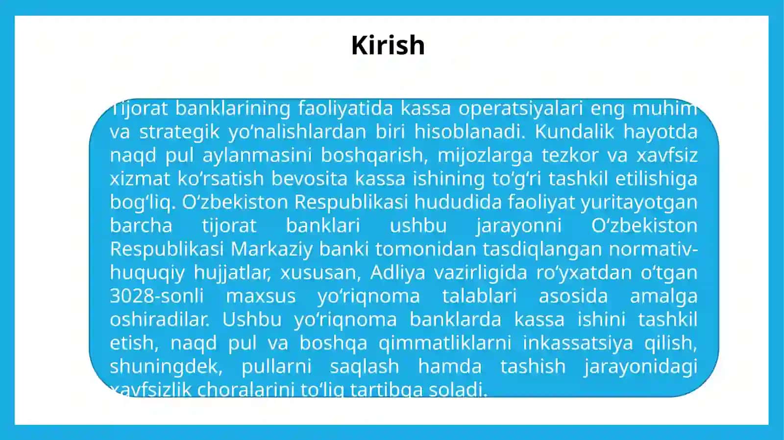 Banklarda kassa operatsiyalarini tashkil qilish va hisobga olish 3