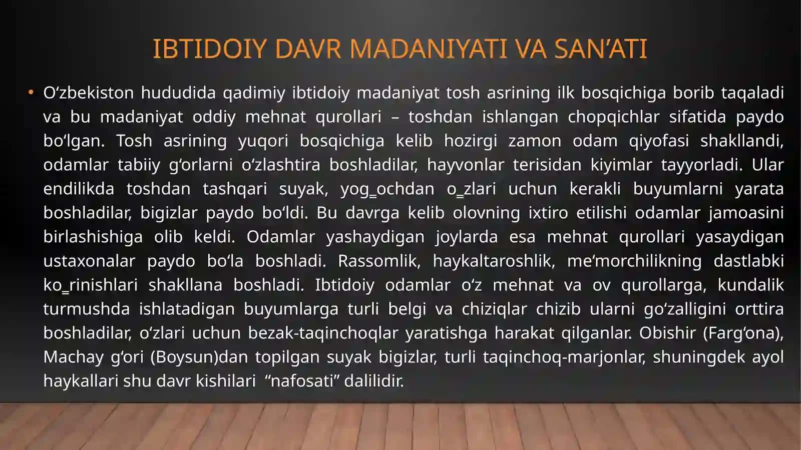 O‘zbekistonning eng qadimgi davr madaniyati va san’ati 3