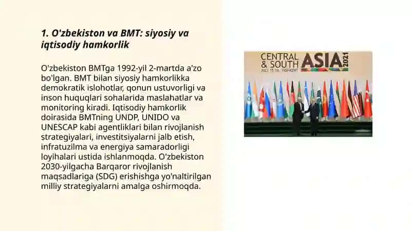 O'zbekiston va BMT: siyosiy va iqtisodiy hamkorlik 3