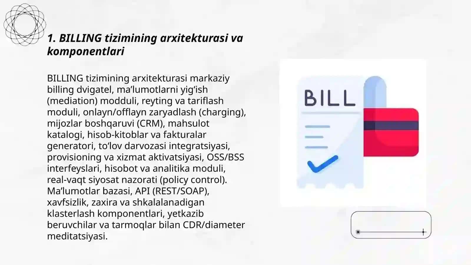 BILLING tizimini ishlash texnologiyasi va iqtisodiyotda qo'lash salmog'i 3