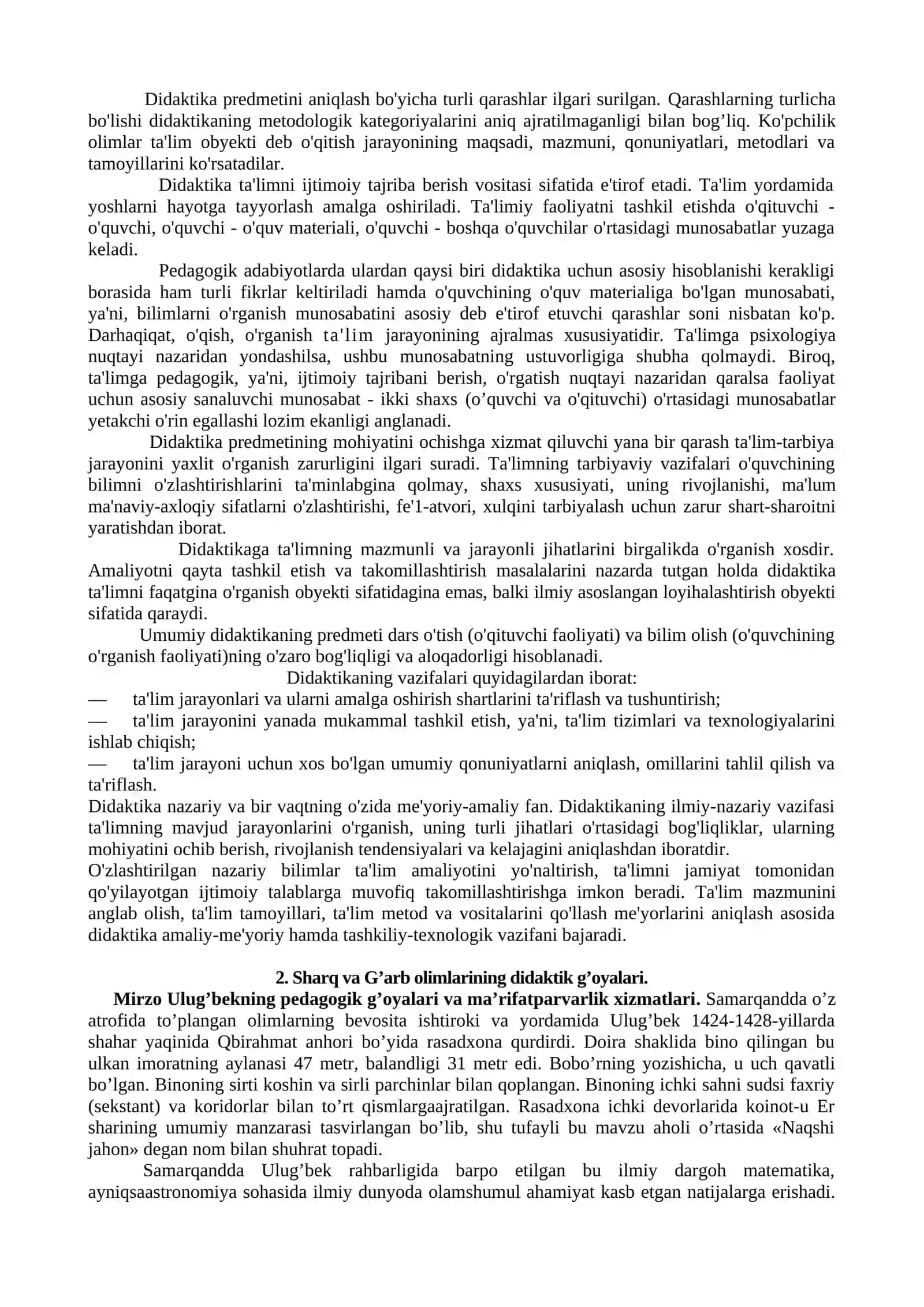 DIDAKTIKA TA’LIM NAZARIYASI. PEDAGOGIK JARAYON. TA’LIM TAMOYILLARI VA QOIDALARI 3