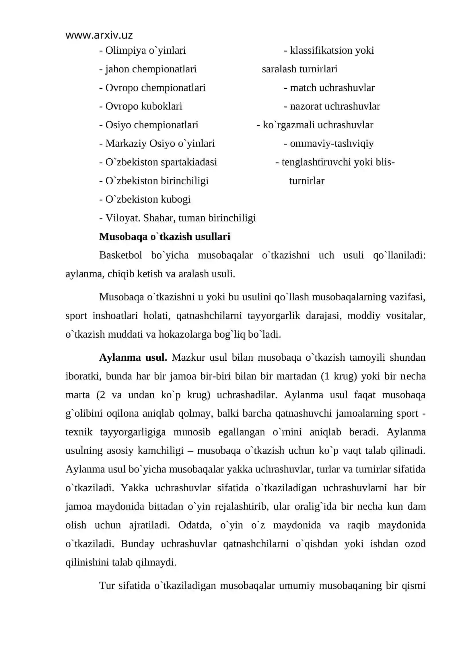Musobaqalar turlari va ularning nizomlari 3