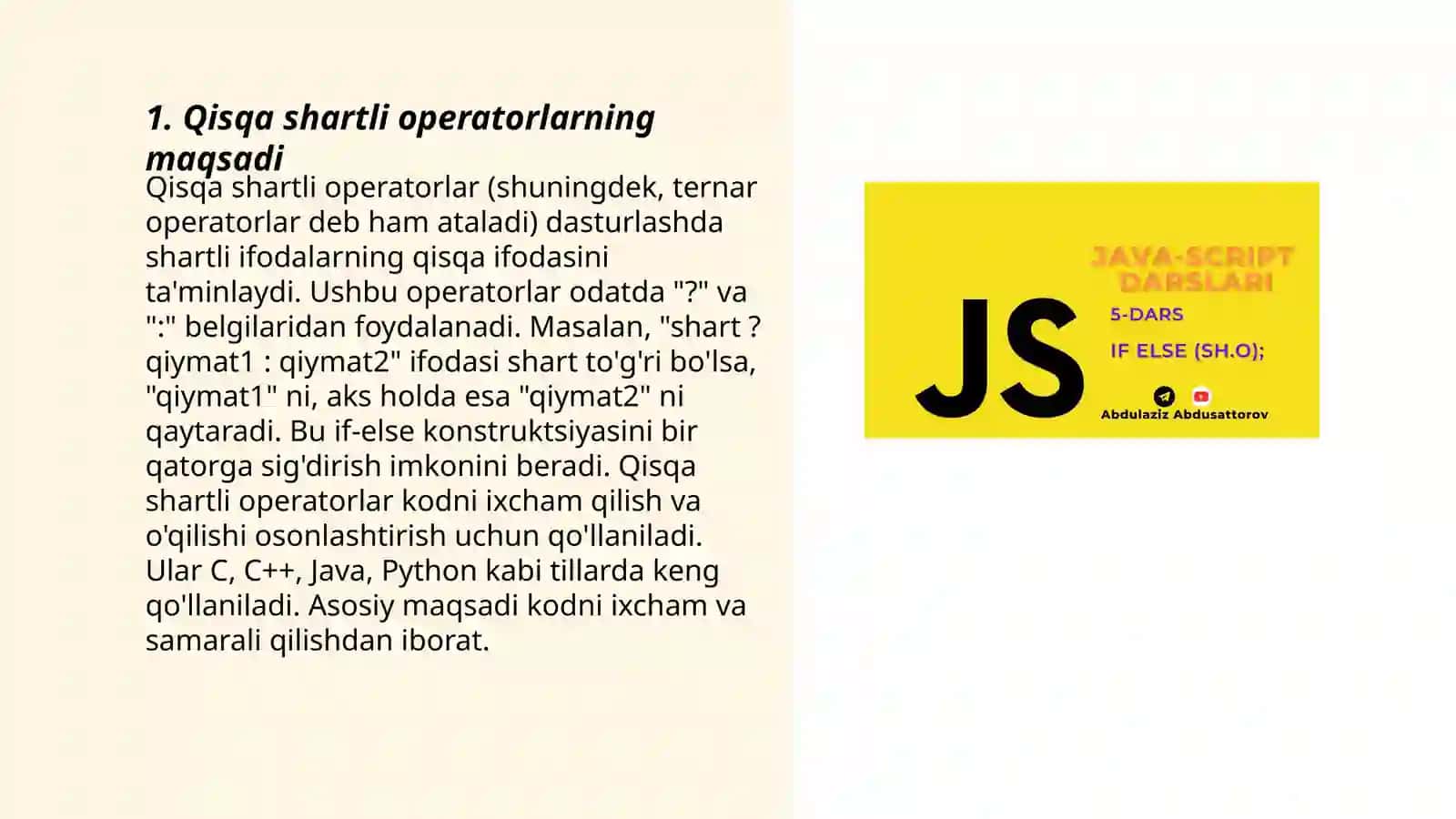 Qisqa shartli operatorlar bilan ishlash 3