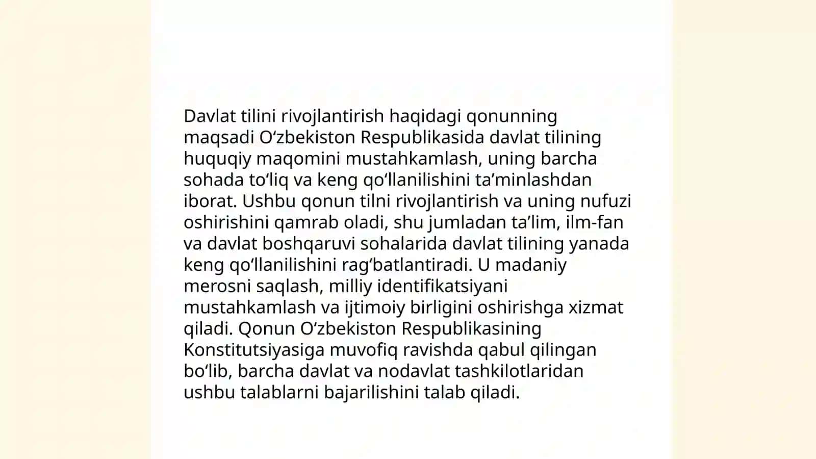 Davlat tilini rivojlantirish yoʻlida qabul qilingan qonunlar tahlili 3