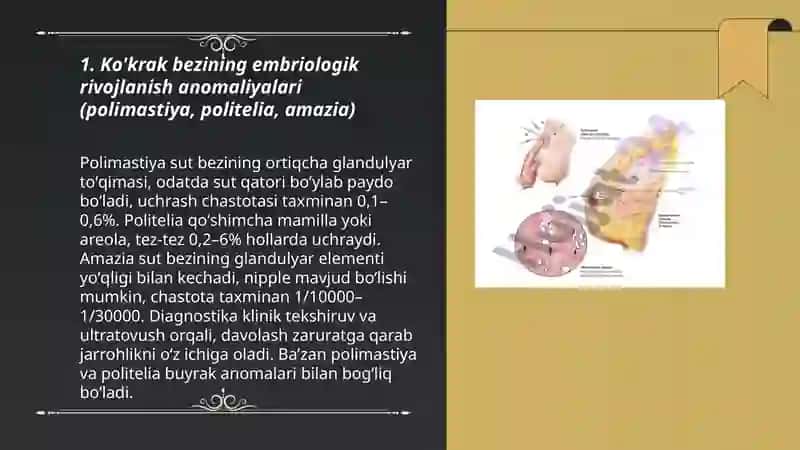 Kokrak bezi kasalliklari rivojlanish anomaliyalari yalliglanish va osma kassaliklari homiladorlik va yoldosh kasalliklari 3