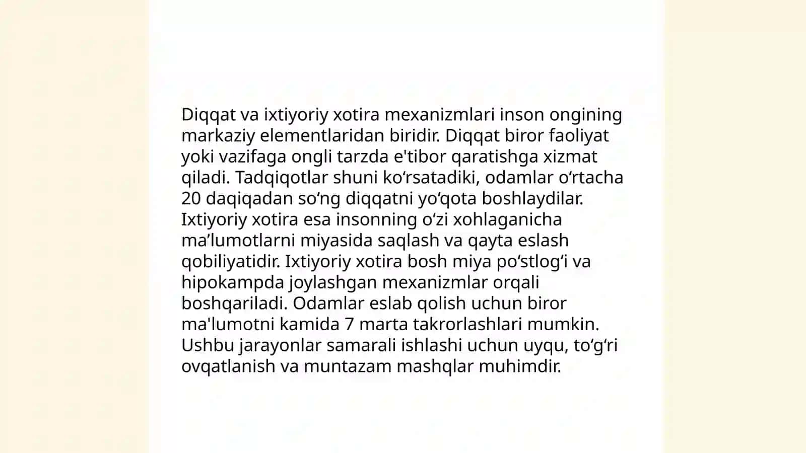 Diqqat va ixtiyoriy hotira mexanizmlari 3