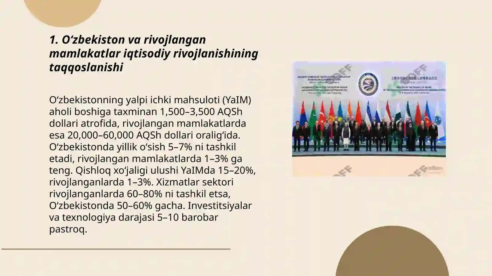 Oʻzbekiston va jahon davlatlari taraqqiyotini taqqoslash 3