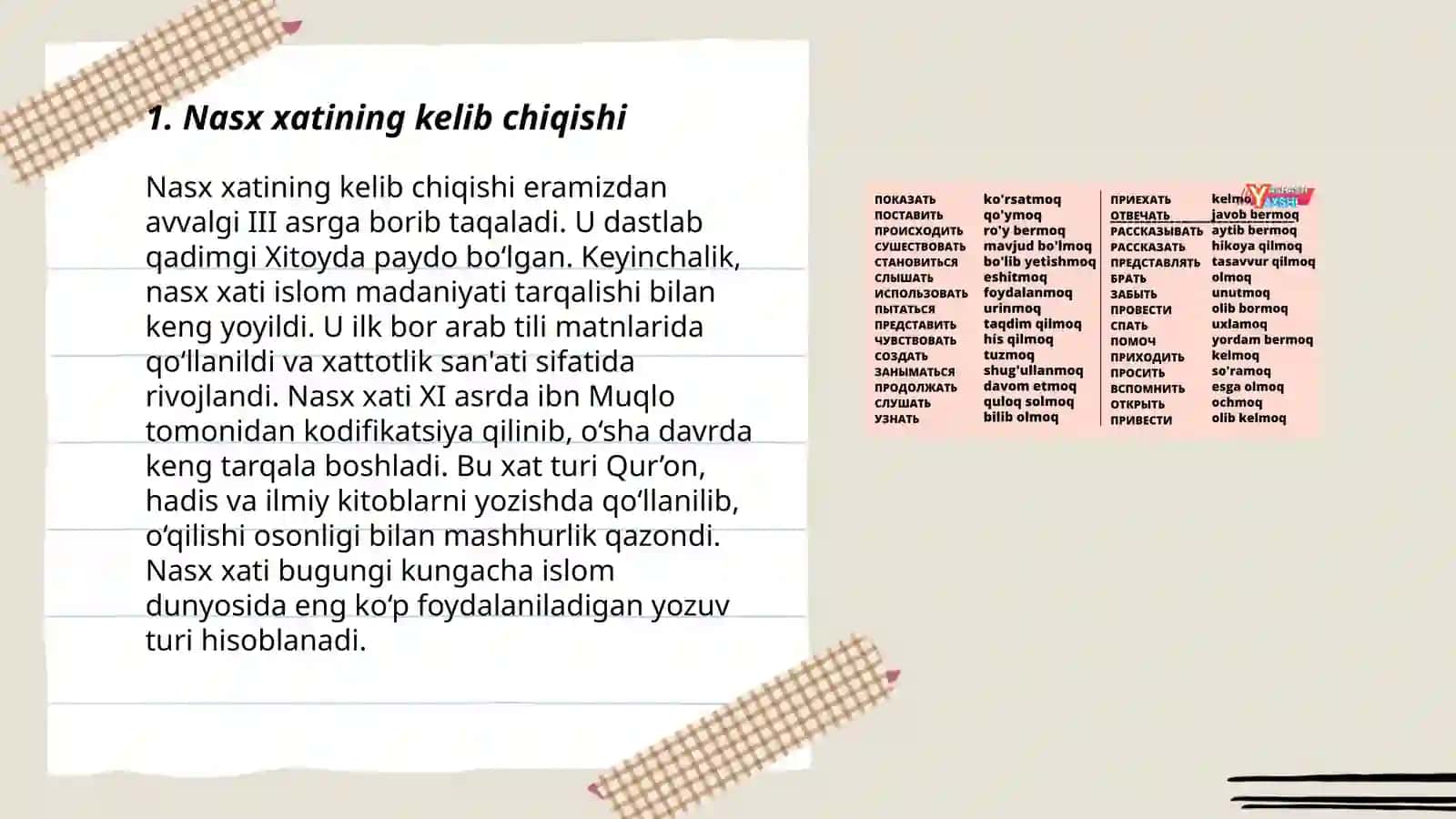 Arab tilida Nasx xati 3