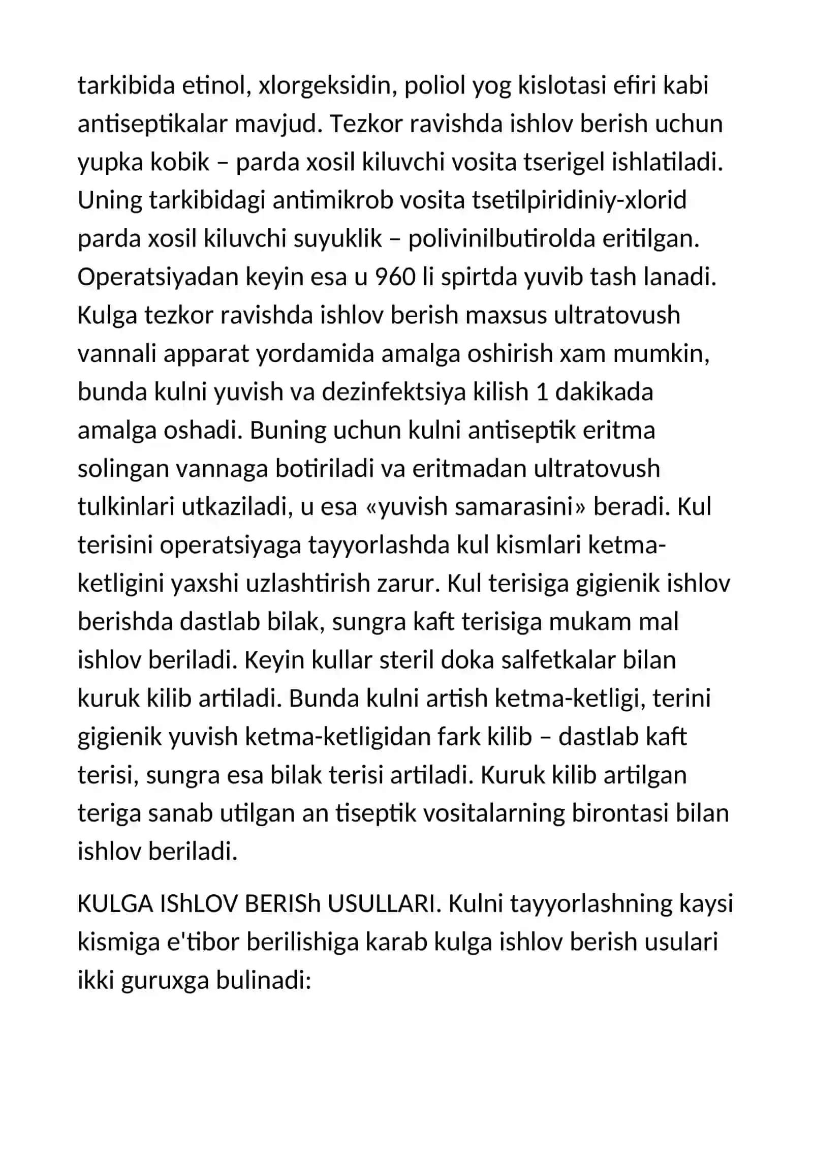 SHIFOKOR QO’LINI OPERATsIYaGA TAYYoRLASh 3