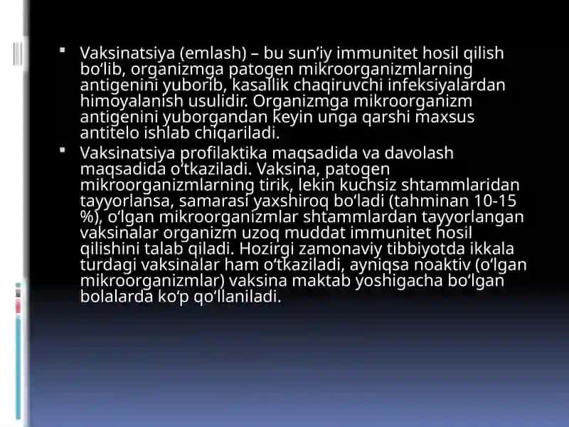 EMLASH JADVALI. VAKSINATSIYA KO’RSATMASI VA QARSHI KO’RSATMA 3