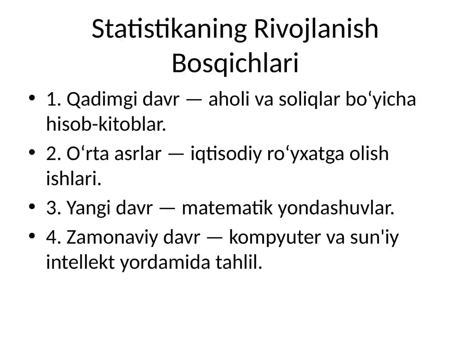 STATISTIKA RIVOJLANISH TARIXI 3
