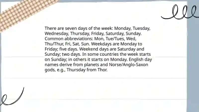 Days of the week, Months of the year, Seasons 3