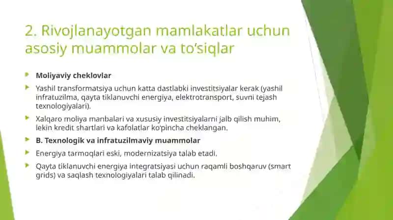 Rivojlanayotgan mamlakatlarda barqaror rivojlanishni ta’minlash va “yashil iqtisodiyot”ga o‘tish muammosi 3