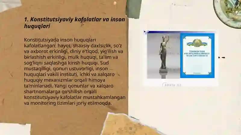 Yangi O‘zbekistonda inson haq-huquqlari va erkinliklari kafolatining yaratilishi. 3