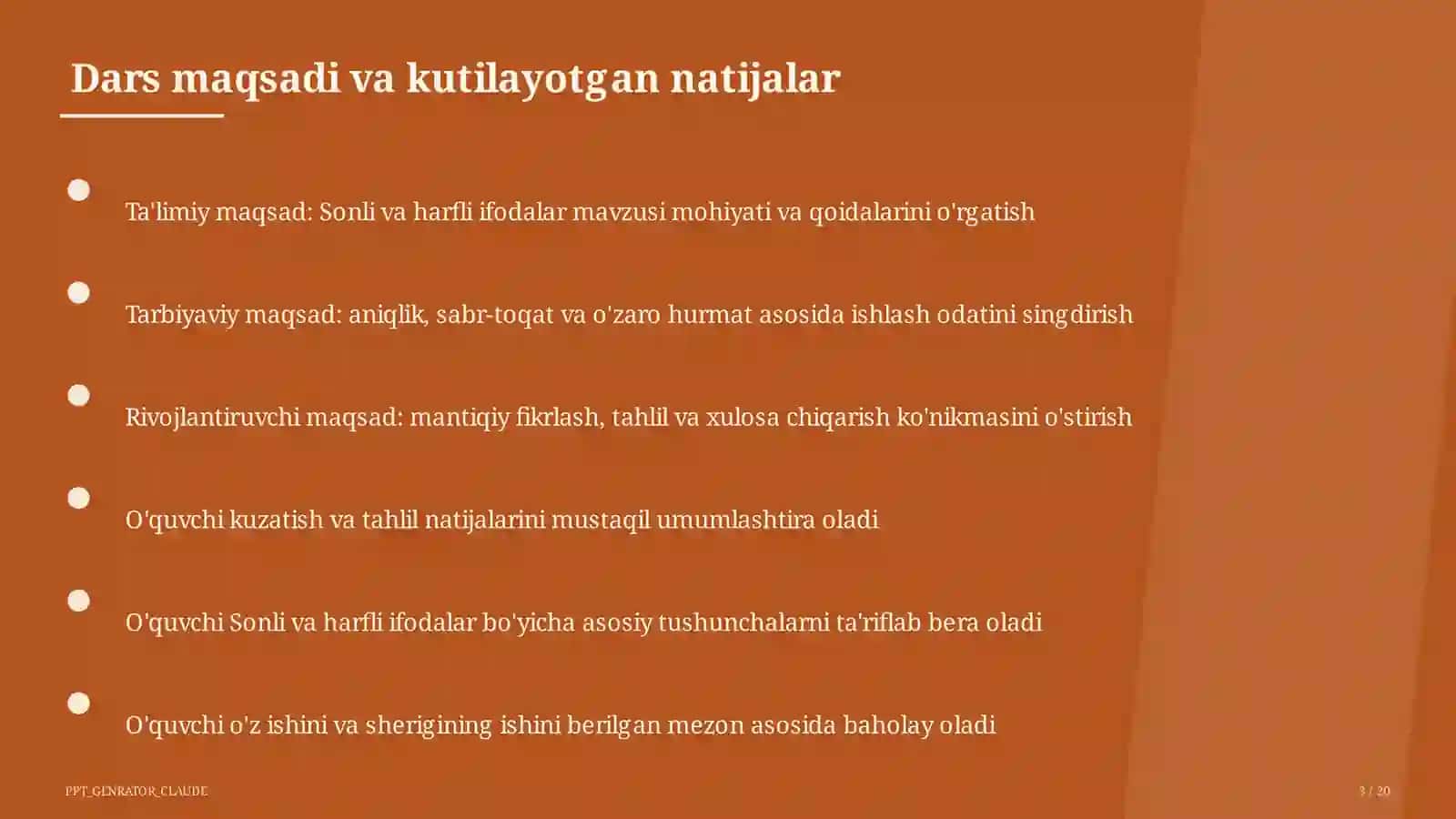 Sonli va harfli ifodalar (5-sinf) 3