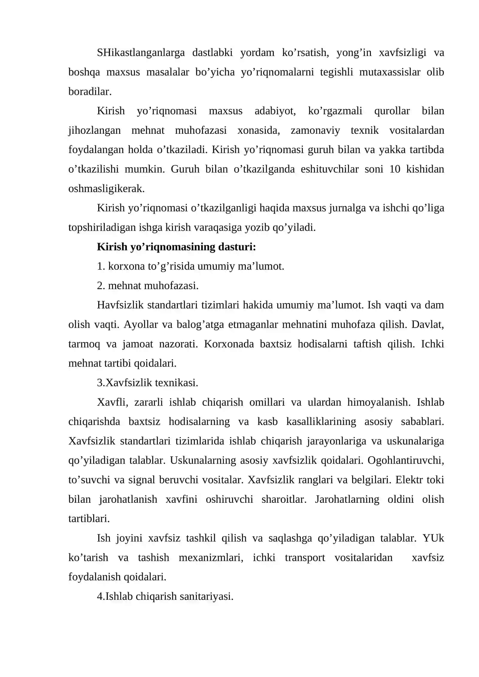 Xodimlarning xavfsiz faoliyatini tashkil qilish chora-tadbirlari 3