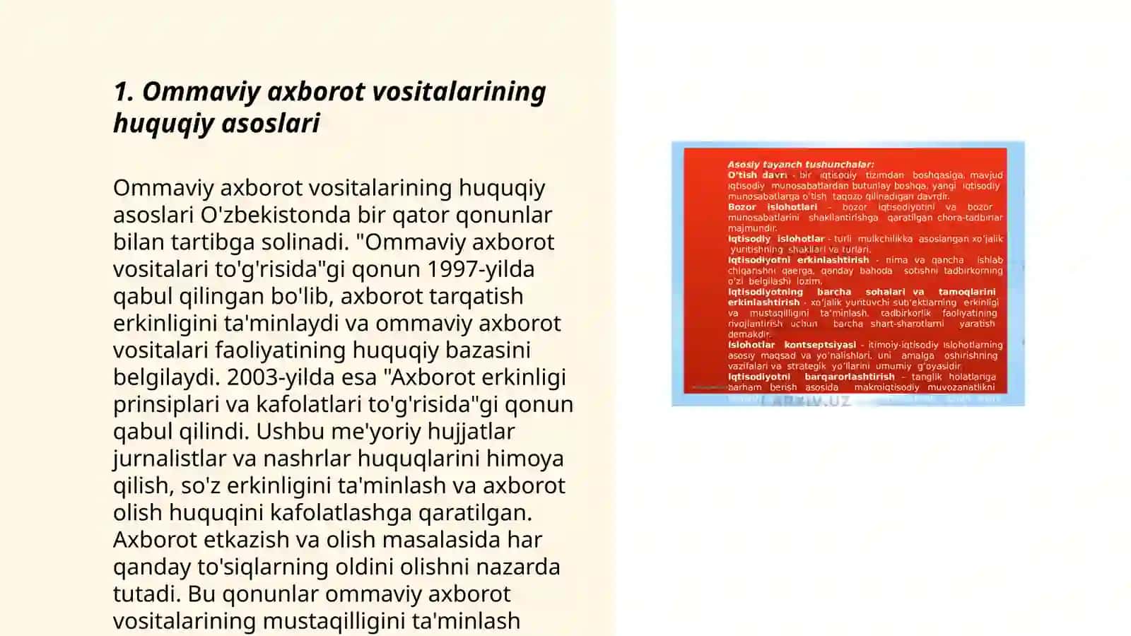 Ommaviy axborot vositalarining huquqiy asoslari 3