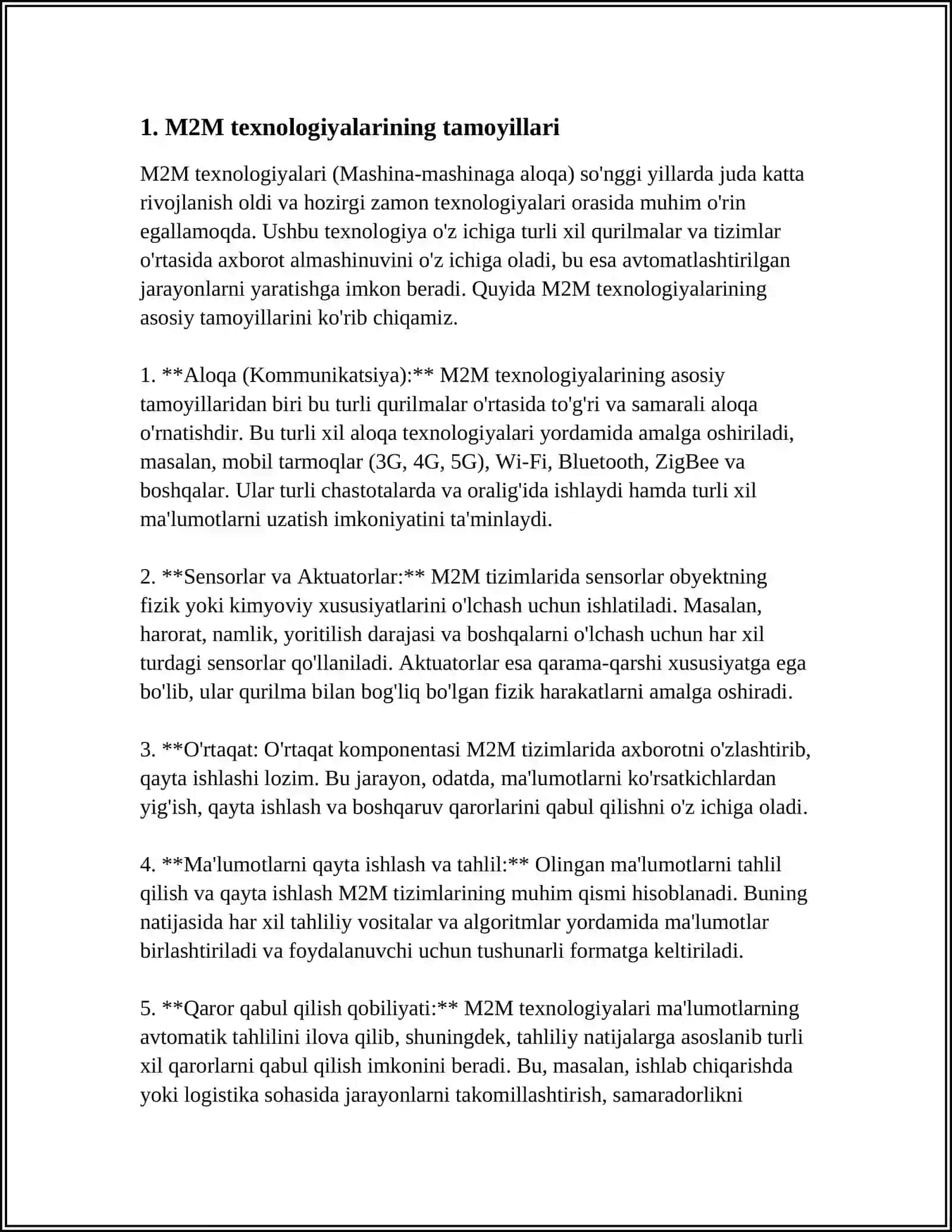 M2M TEXNOLOGIYASI- INTERNET ASHYOLARI ASOSI SIFATIDA 3