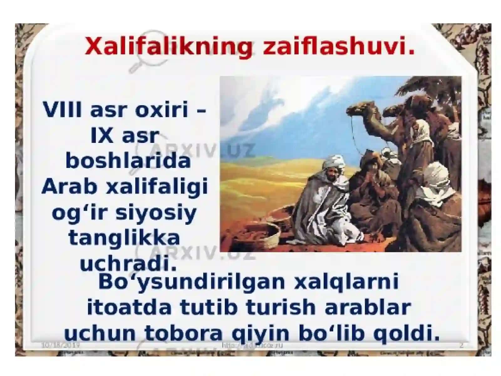 Movaraunnahr va Xuroson davlatlarining tashkil topishi. Tohiriylar va Safforiylar davlati 3