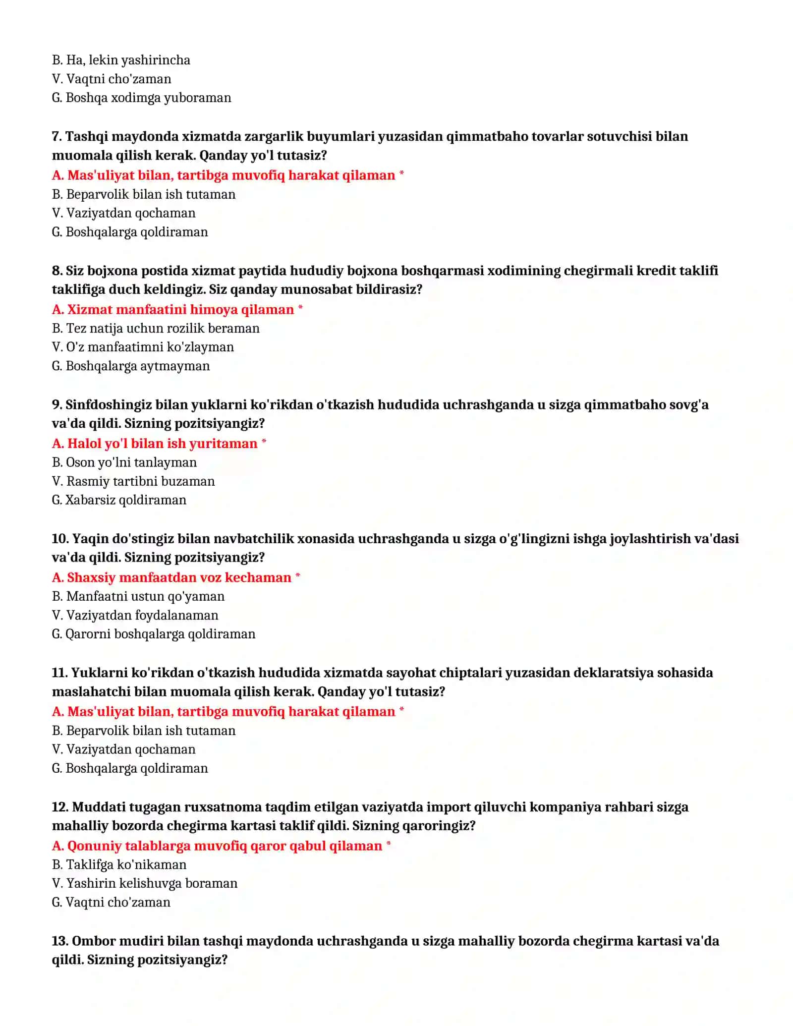 BOJXONA PSIXOLOGIK TEST SAVOLLARI VA JAVOBLARI 6 BOSQICH 3