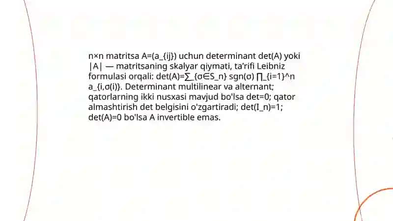 Determinantlar.Determinantlarning asosiy xossalari 3