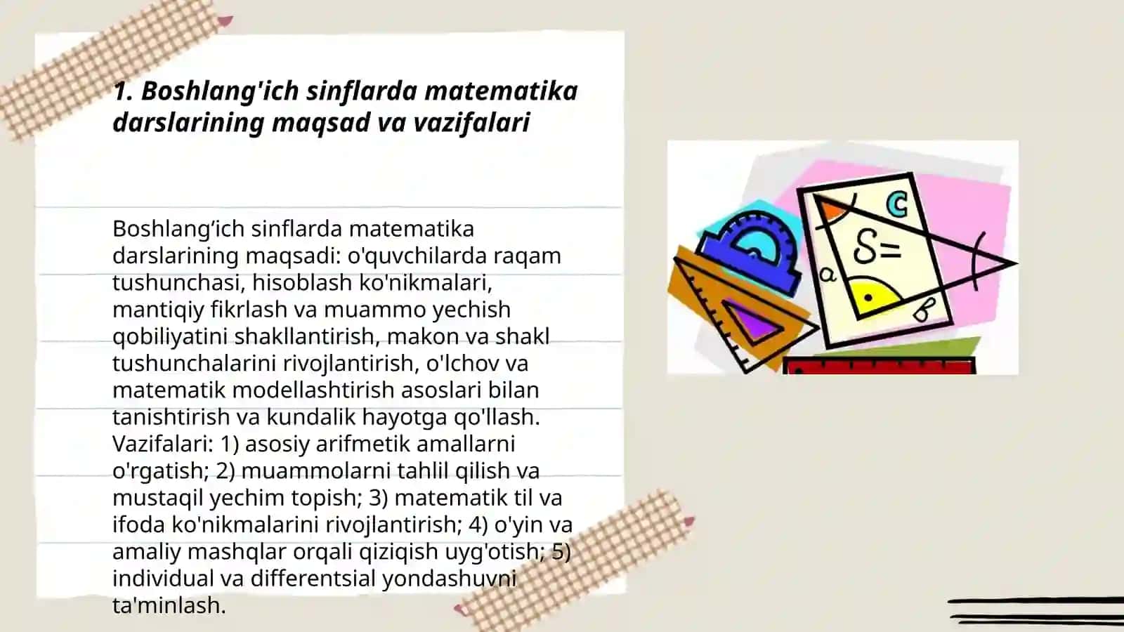 Boshlang'ich sinflarda matematika o'qitish 3