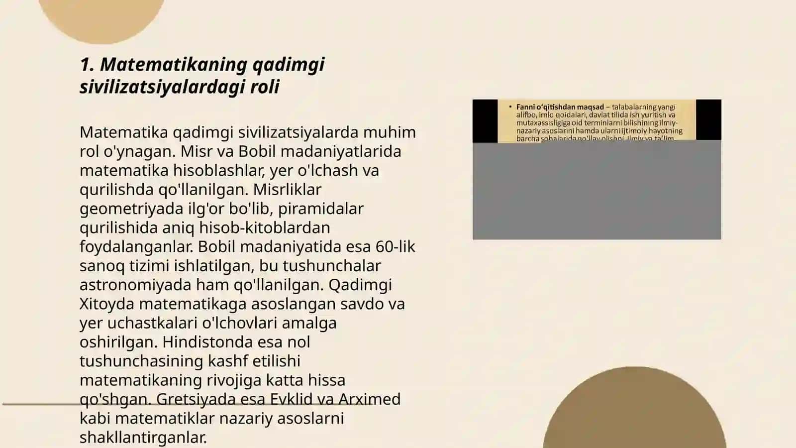 Matematika fanining dunyo madaniyati va tarixdagi tutgan oʻrni 3
