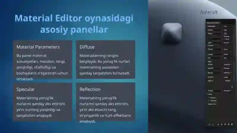 Material editor oynasi bilan tanishish 3