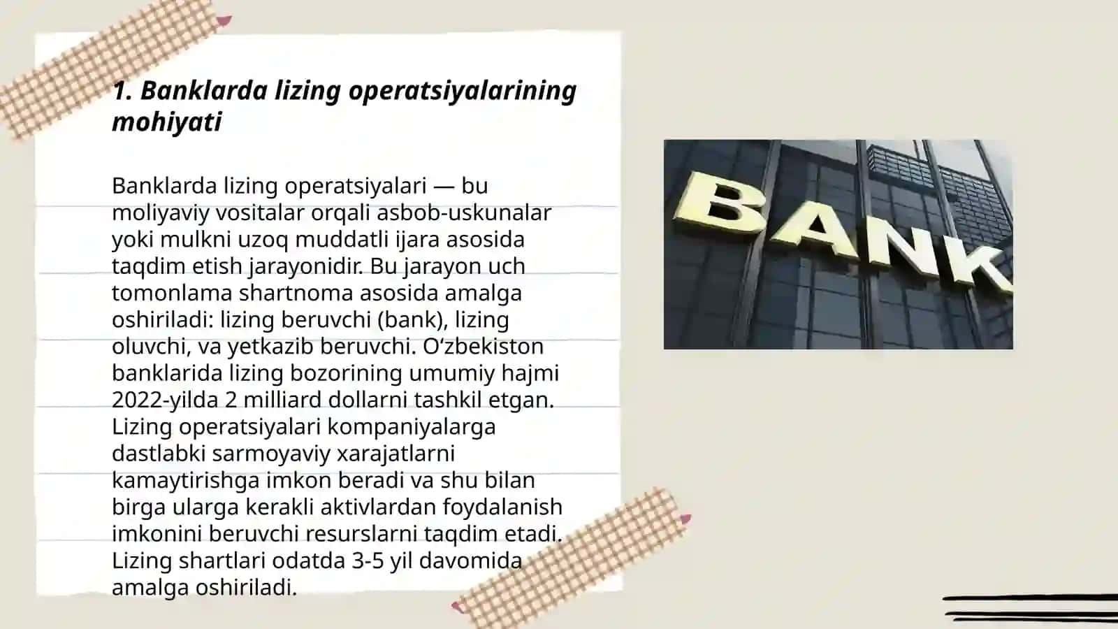 Banklarda lizing operatsiyalarini hisobga olishning nazariy asoslari 3