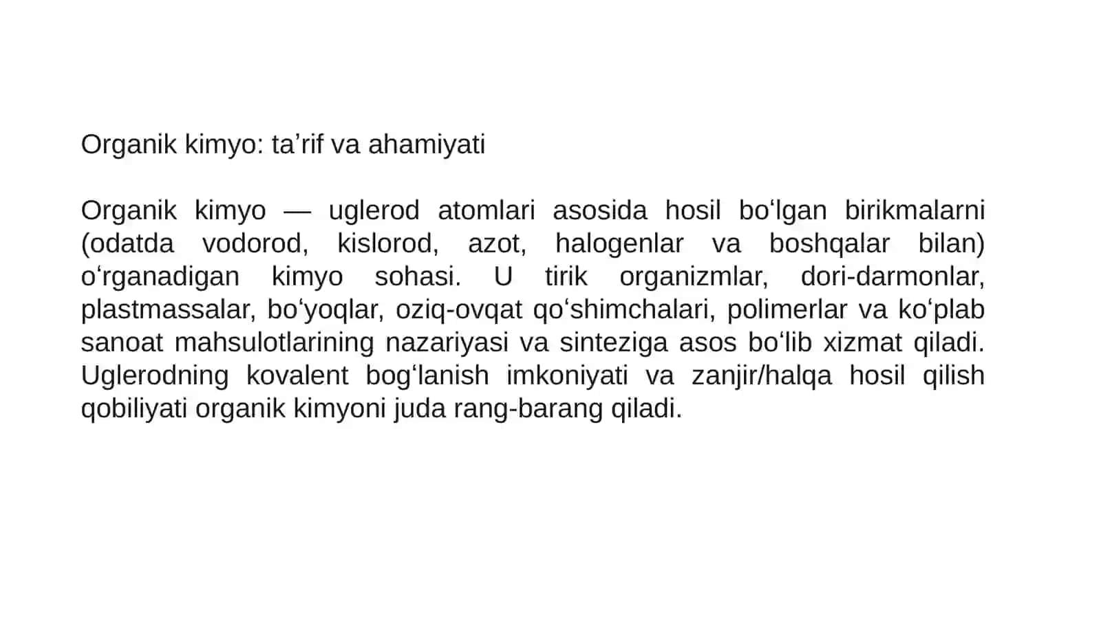 Organik kimyoning rivojlanishi 3