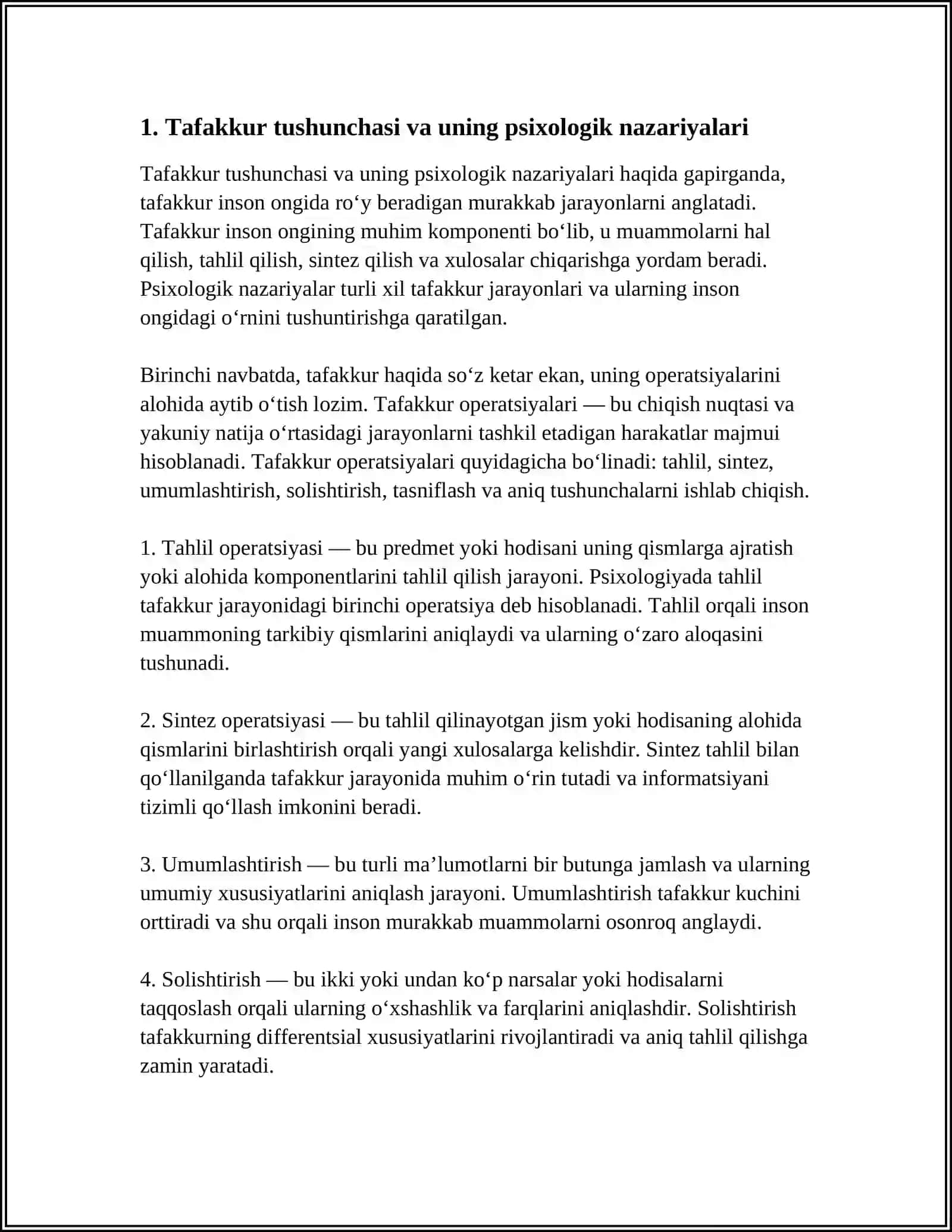 TAFAKKUR BORASIDAGI PSIXOLOGIK NAZARIYALARI TAFAKKUR OPERATSIYALARI 3