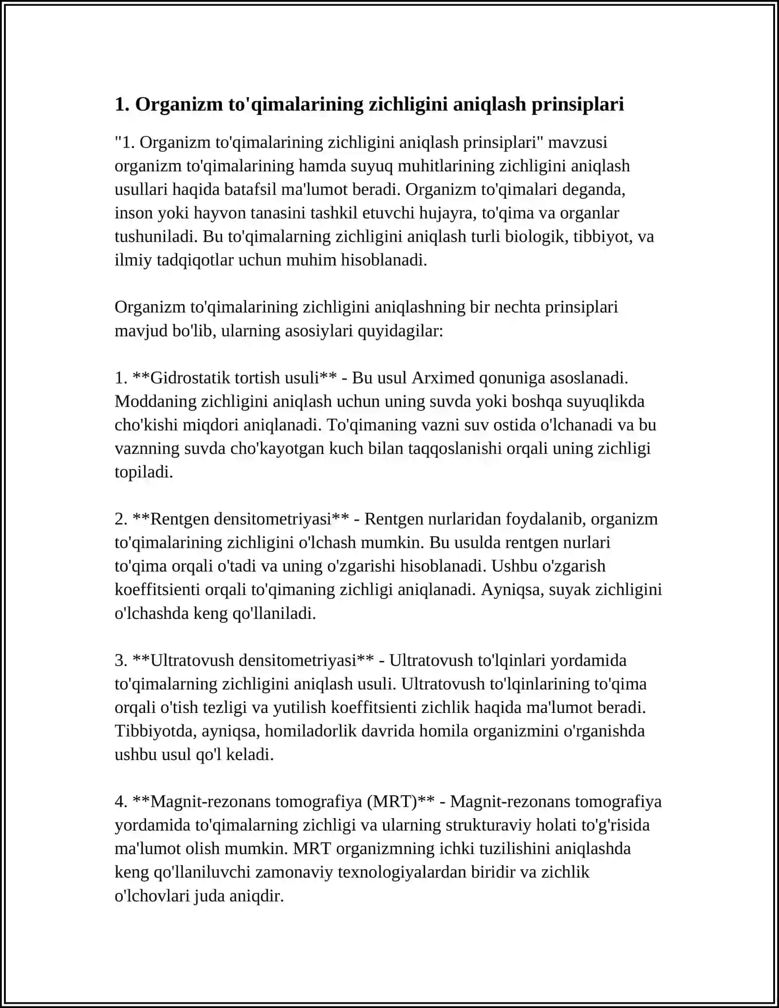 ORGANIZM TOʻQIMALARINI VA SUYUQ MUHITLARI ZICHLIGINI ANIQLASH 3