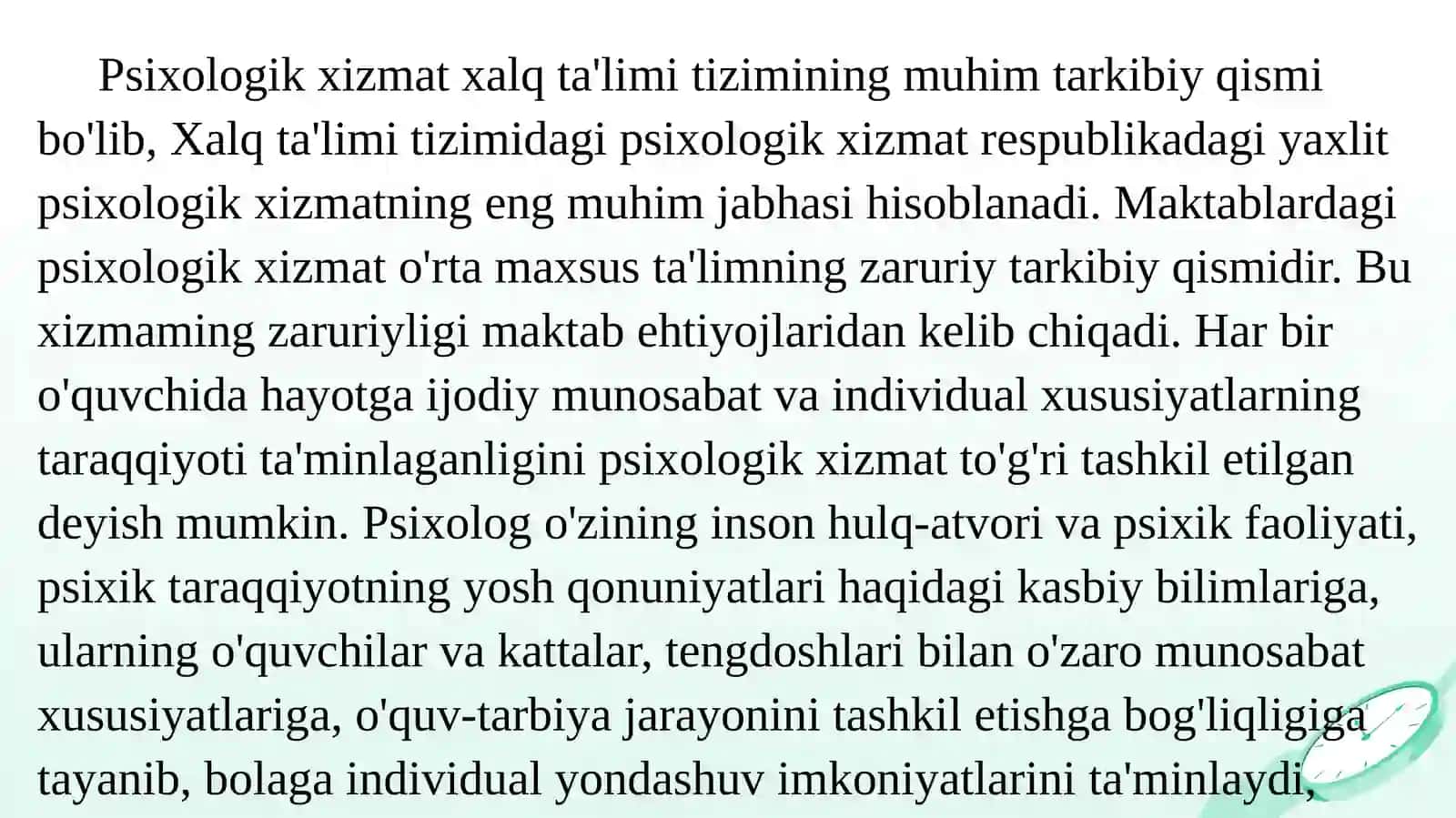 Ta'lim muassasasi psixologik xizmatining psixologik vazifalari 3