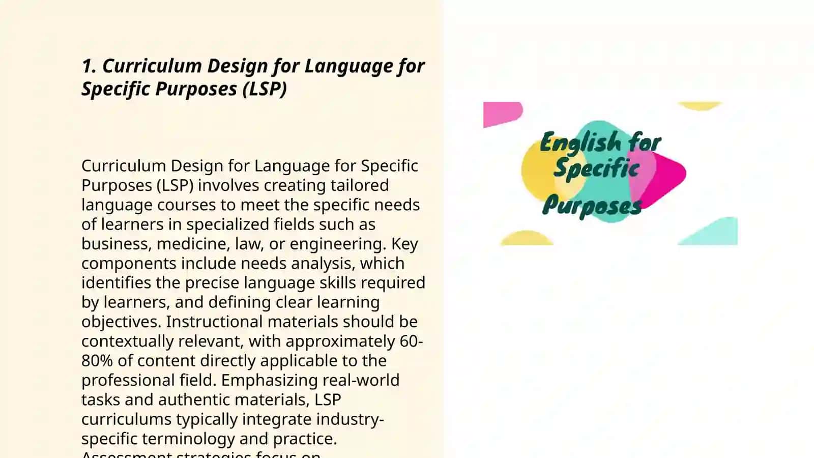 Curriculum Design for Language for Specific Purposes (LSP) 3