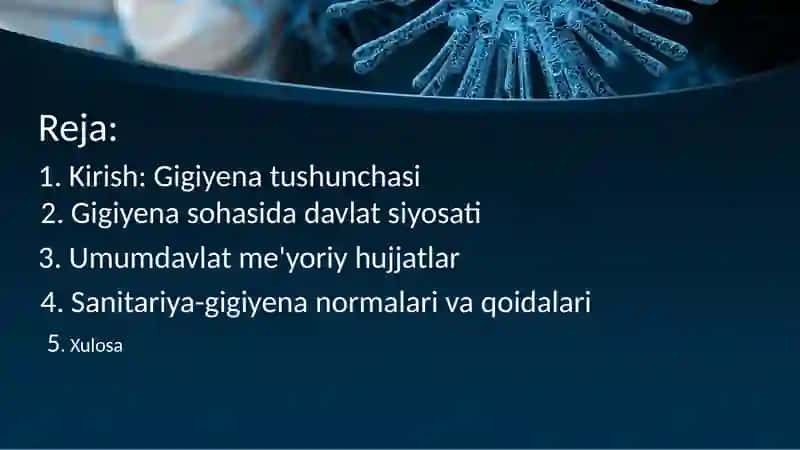 Gigiyena sohasidagi umumdavlat va me'yoriy hujjatlar bilan tanishish 3