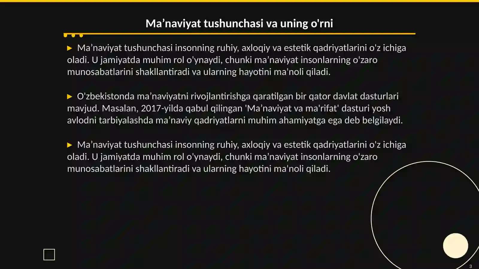 Ma’naviyat va madaniyat munosabatlari 3
