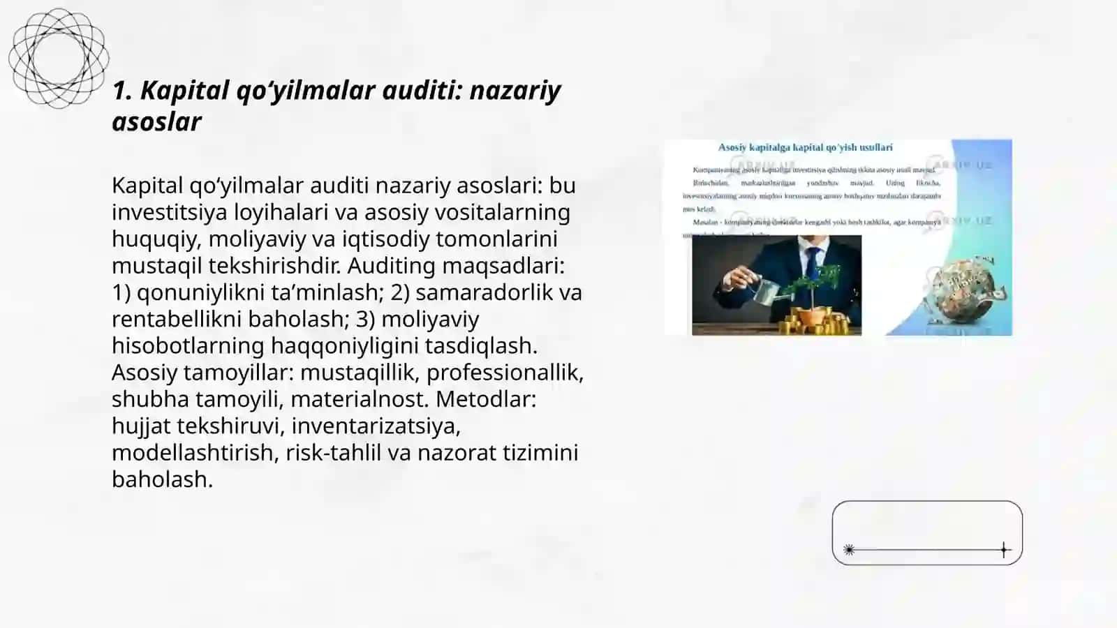 Kapital qoʻyilmalar auditi: nazariy asoslar 3
