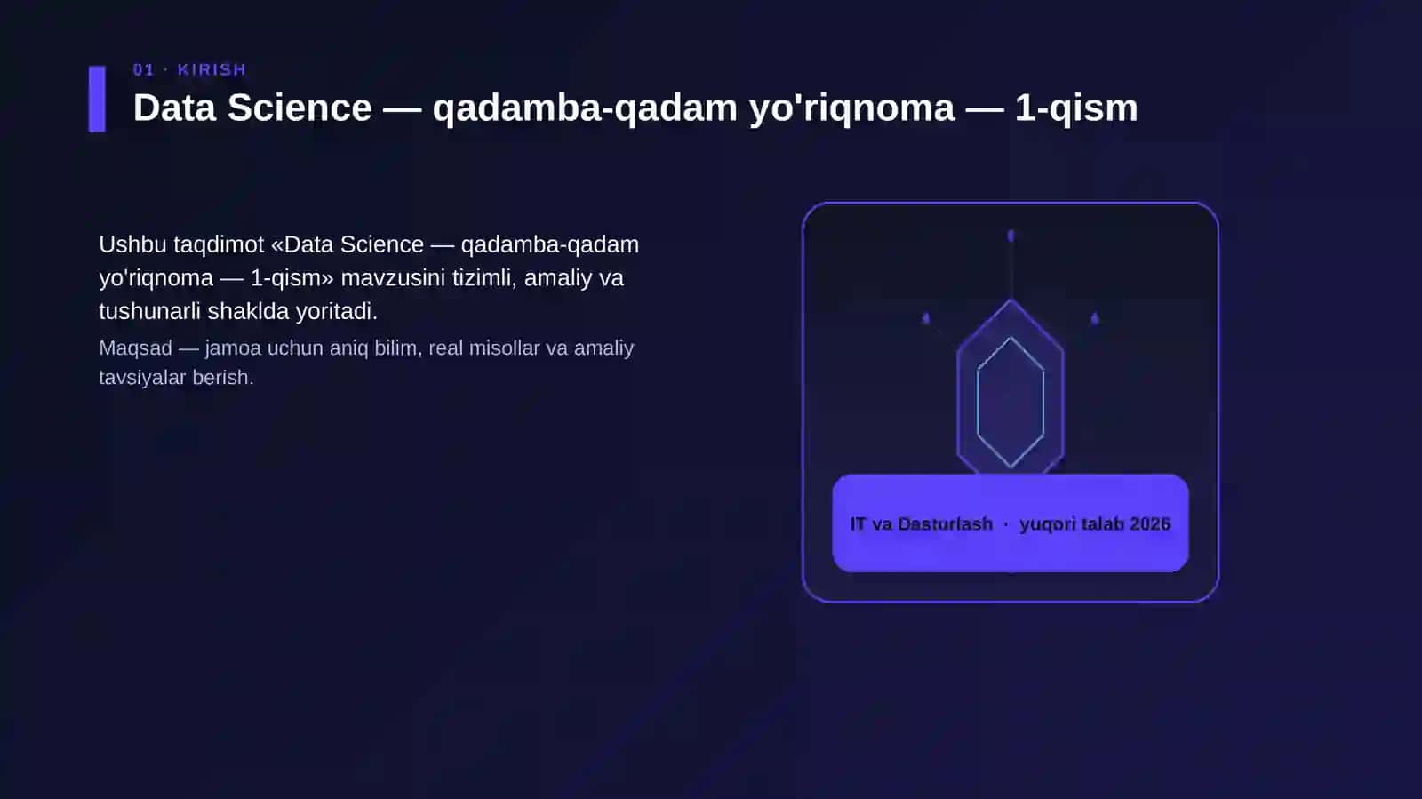 Data Science — qadamba-qadam yo'riqnoma — 1-qism 3
