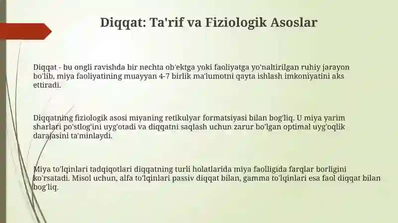 Diqqat turlari va uning xususiyatlari 3
