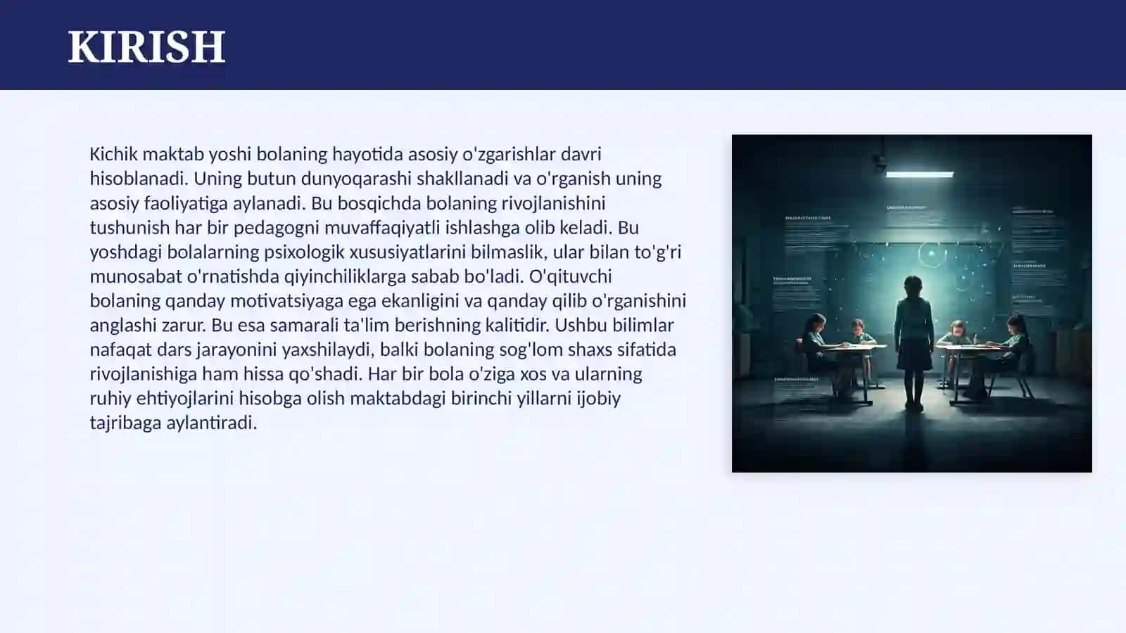 KICHIK MAKTAB YOSHIDAGI O`QUVCHILARNING PSIXOLOGIK XUSUSIYATLARI 3