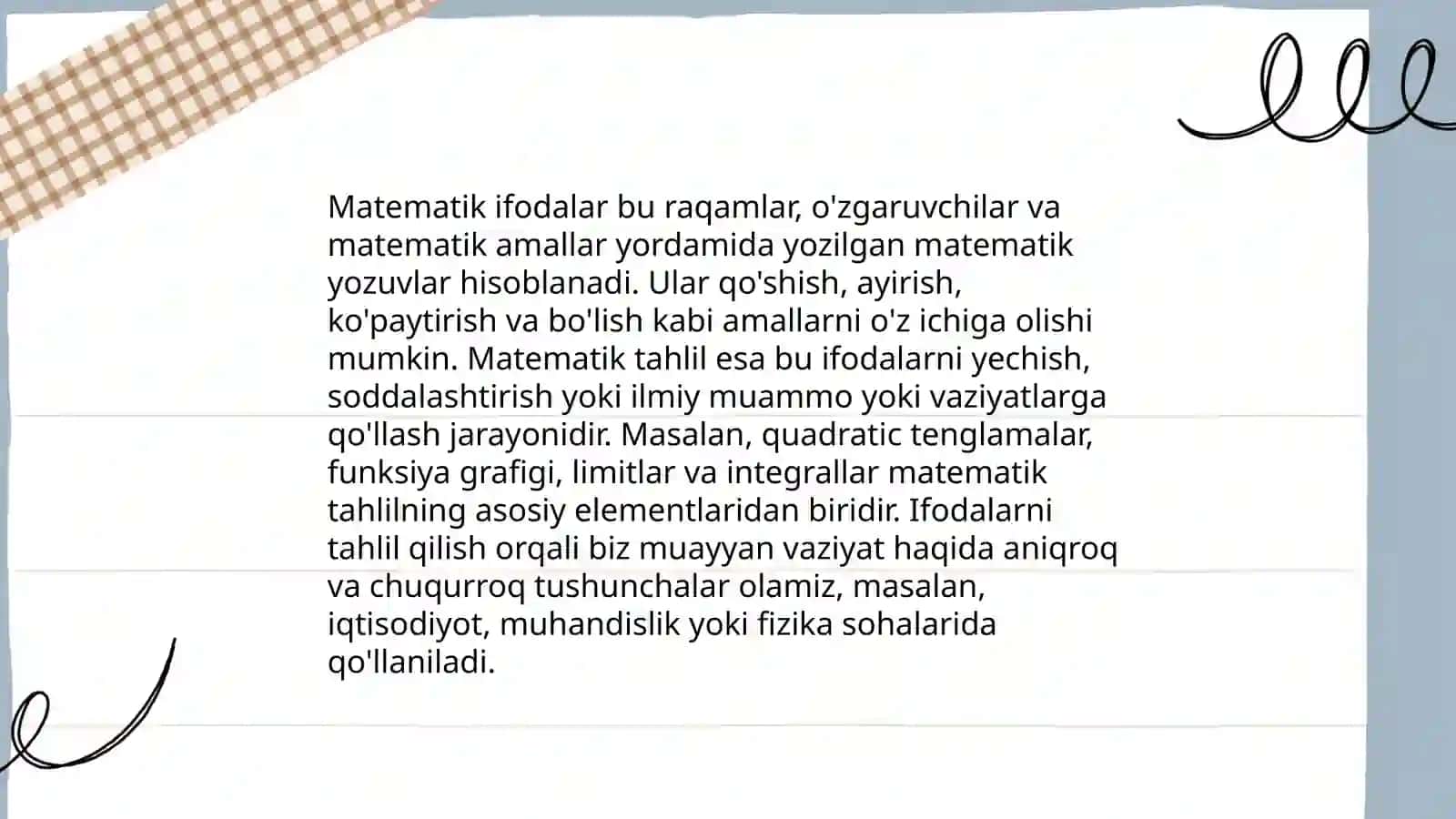 Matematika darslarida turli xil qiyinlikdagi misol va masalalarni yechish 3