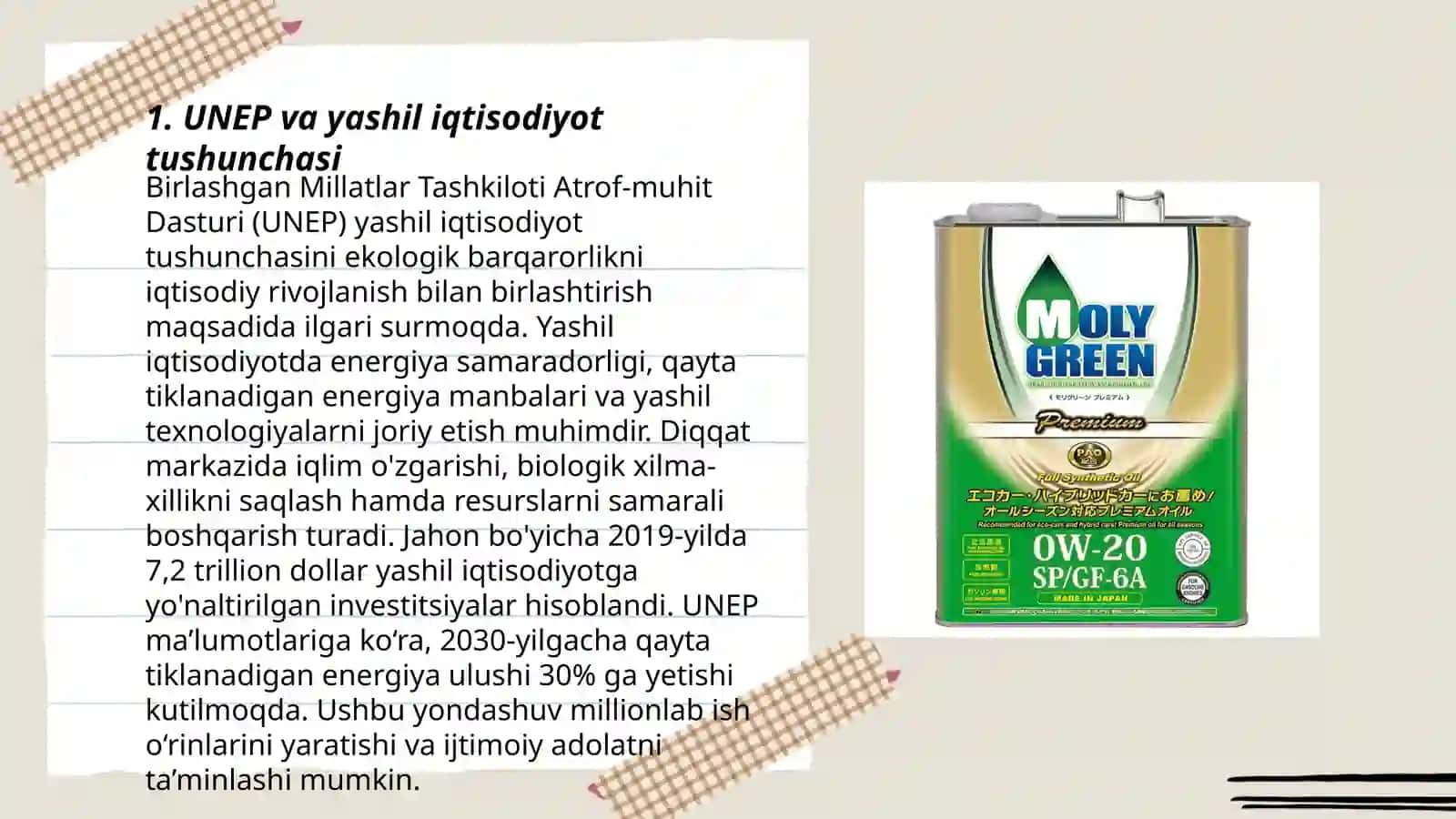 Yashil iqtisodiyotni baholashda xalqaro tashkilotlar yondashuvi: umumiy va farqli jihatlar: UNEP va yashil iqtisodiyotga o‘tishni baholash 3