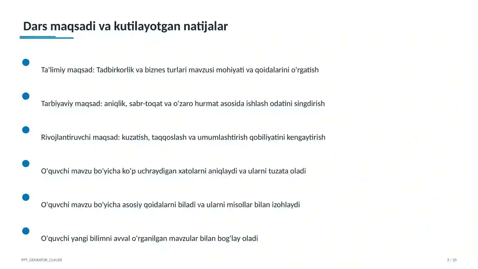Tadbirkorlik va biznes turlari (10-sinf) 3