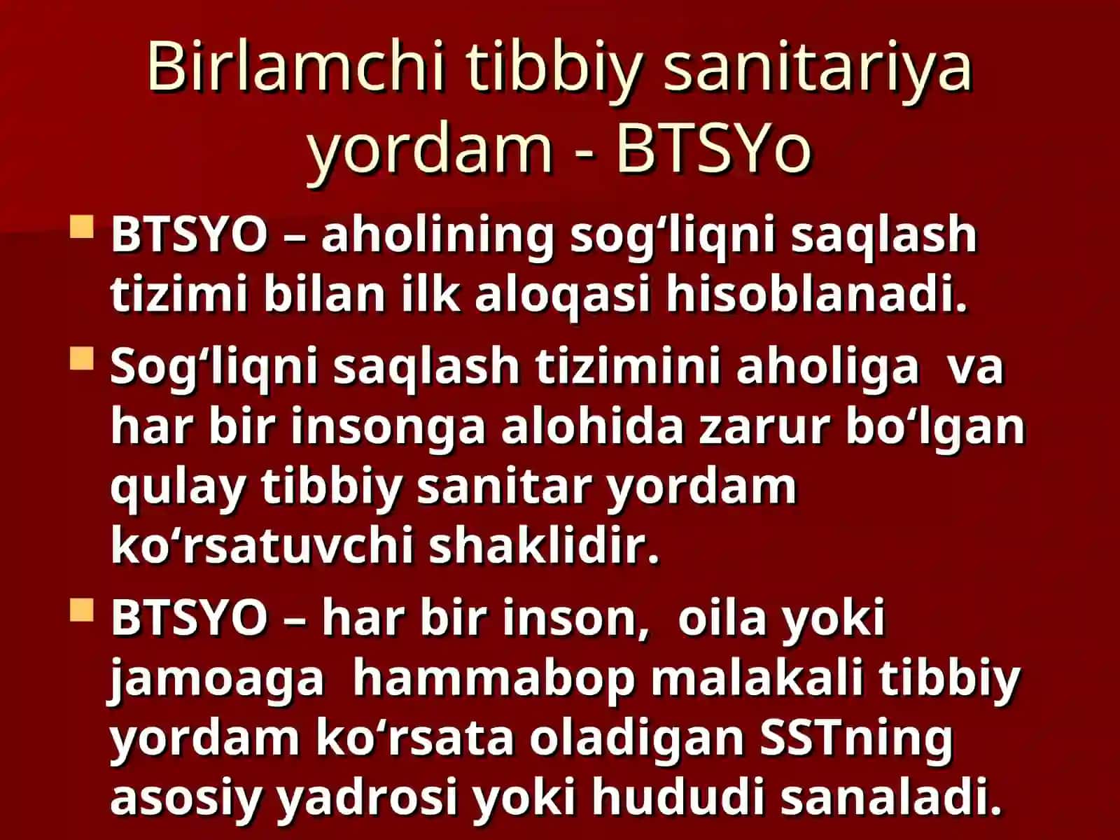 Aholiga birlamchi tibbiy sanitariya yordamni tashkil etish 3