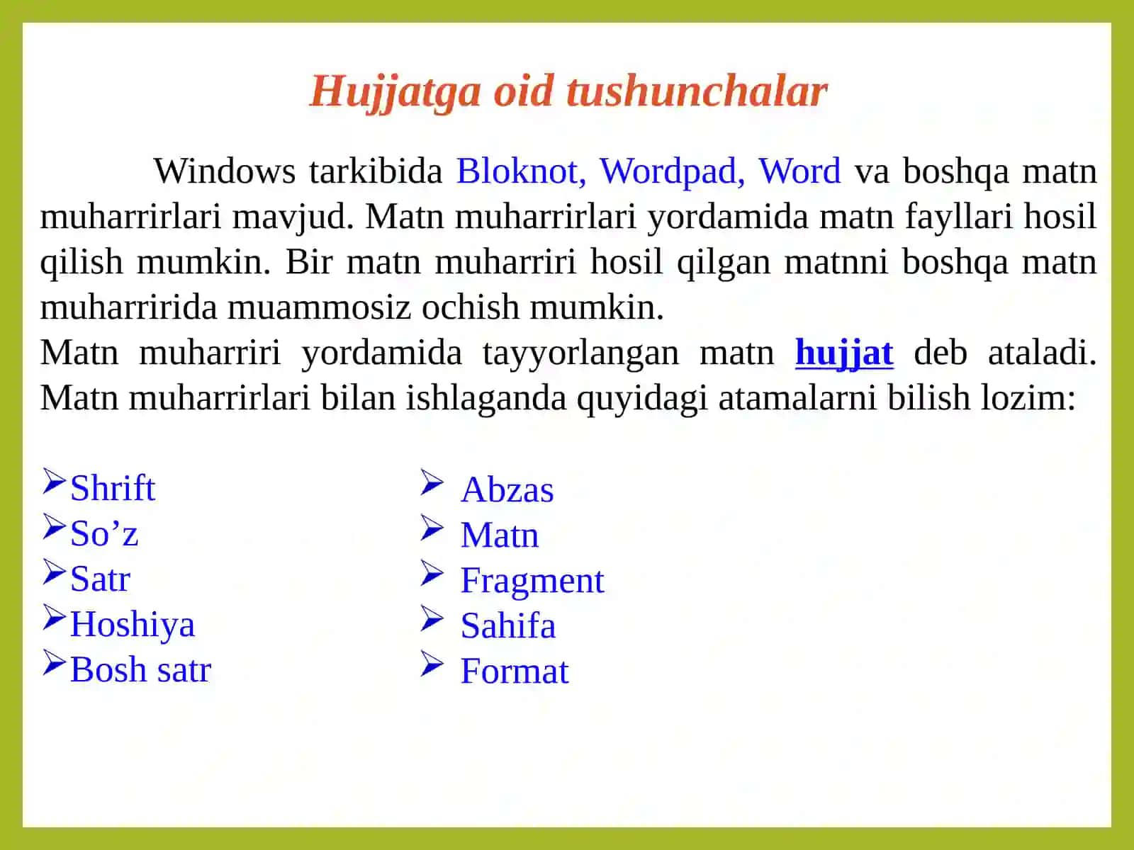 Microsoft Word matn protsessori 3