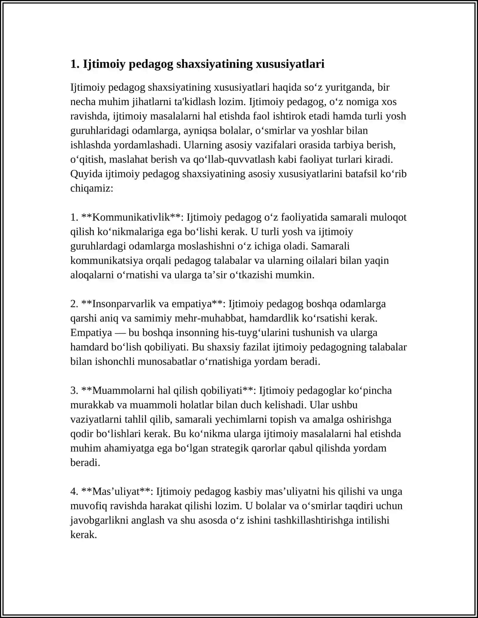 IJTIMOIY PEDAGOG KASBIY FAOLIYAT SUBYEKTI SIFATIDA: SHAXSIY TAVSIF VA KASBIY BILIMDONLIK 3