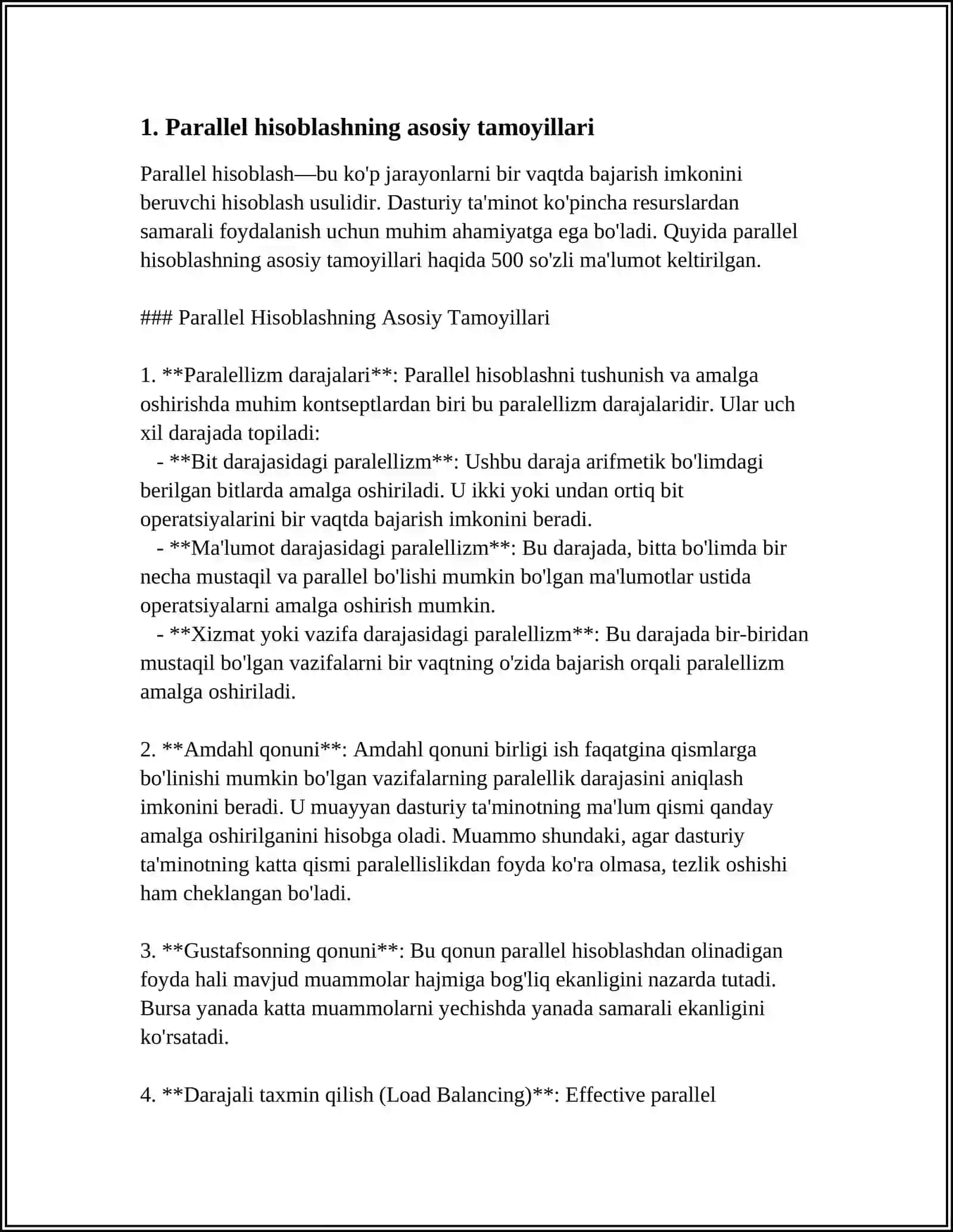 PARALLEL VA DISTRIBYUTER HISOBLASH: PARALLEL VA DISTRIBYUTIV HISOBLASH ORTASIDAGI FARQLAR VA ULARNING QOLLANILISHI 3