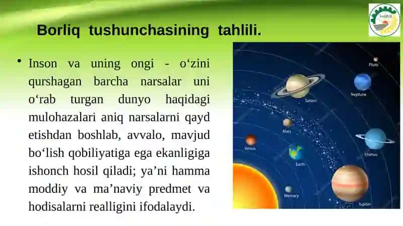 BORLIQ FALSAFASI (ONTOLOGIYA) 3
