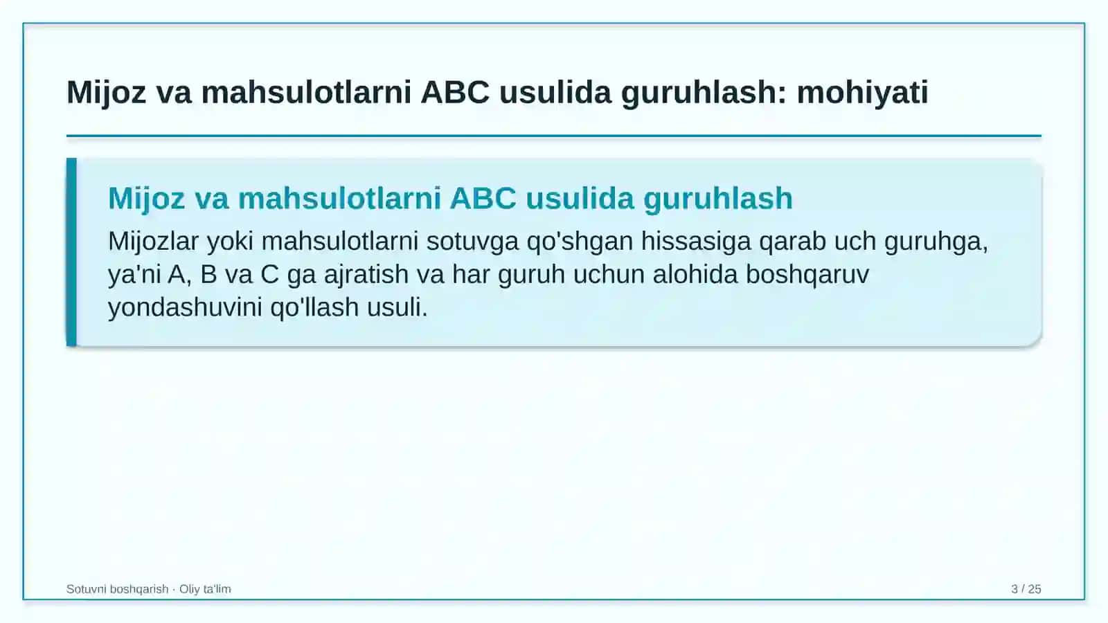 qo'g'irchoq teatrlarida mijozlar va mahsulotlarni abc usulida guruhlash 4783 3